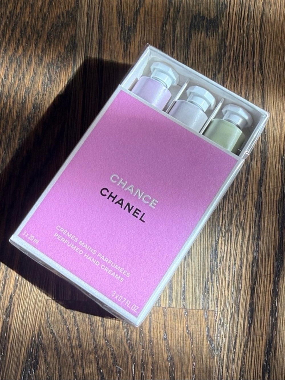 CHANEL Chance hand cream trio, Pink White Green